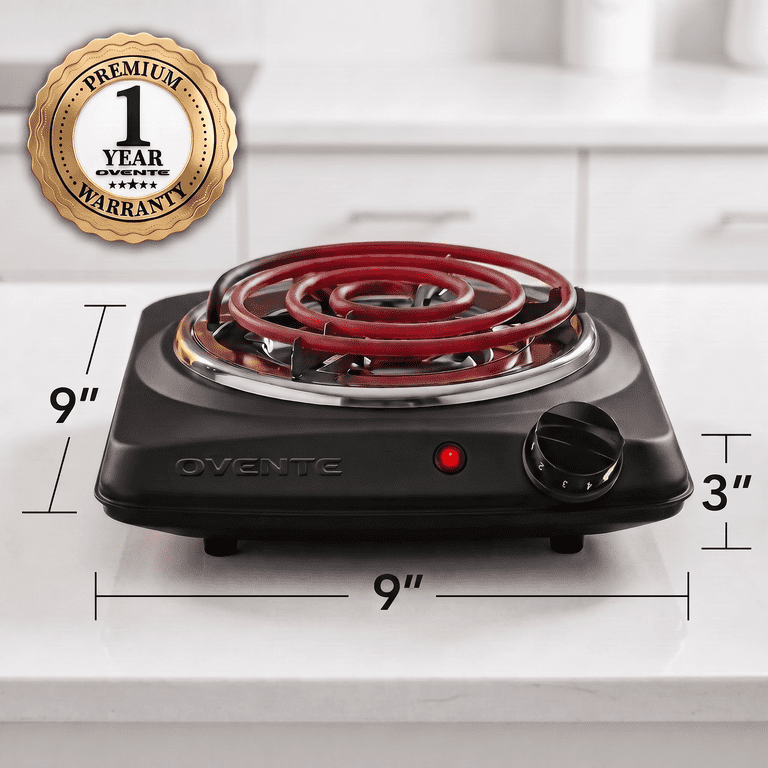 Ovente Electric Hot Plate, 1000W Single Burner, Black photo 7