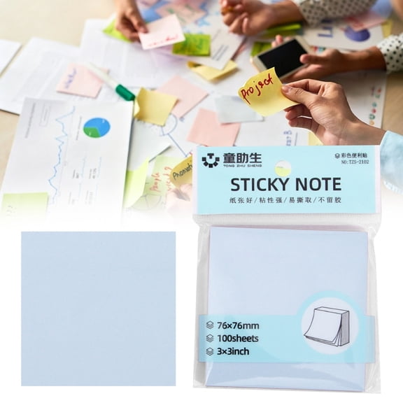 Sticky Notes, 3x3 Inch Sticky Note Pads, 100 Sheets Tearable Adhesive Removable Memo Pads, Self-Stick Notes for Marking, Reminders, Organization & Planning, Desk, Office Supplies, Blue