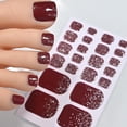 thumbnail image 5 of 22Tips French Black Baking-free Toe Nail Stickers With Glitter Long E3M4, 5 of 7