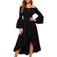 thumbnail image 3 of KICILVS Renaissance Dress Women Layered Flare Sleeve Off Shoulder Ruffle A Line Dress Goth Party Cosplay Halloween Witch Costume, 3 of 4