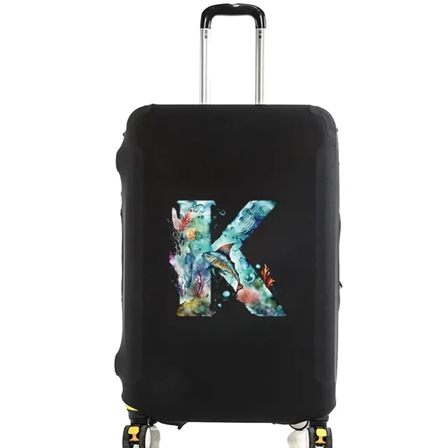 Luggage Covers Protective Cover Travel Luggage Scratch Proof Dust Cover Reusable Dust Cover Washable Fish Letter Print Pattern 8fish letter K XL