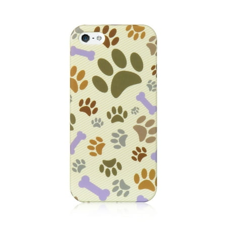 Iphone 5s Case Crystal For Apple iPhone 5 / 5S Hard Crystal Rubber Skin Back Protective Shell Cover Case by Insten - Bone Bone Paw ()