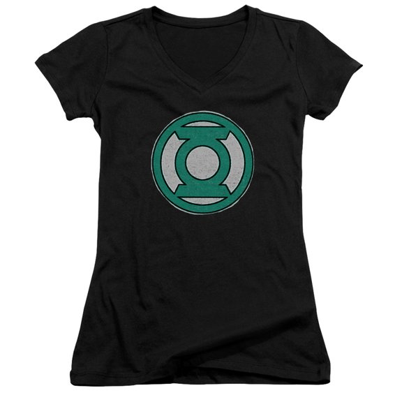 Green Lantern Hand Me Down Junior Women's V-Neck T-Shirt Black