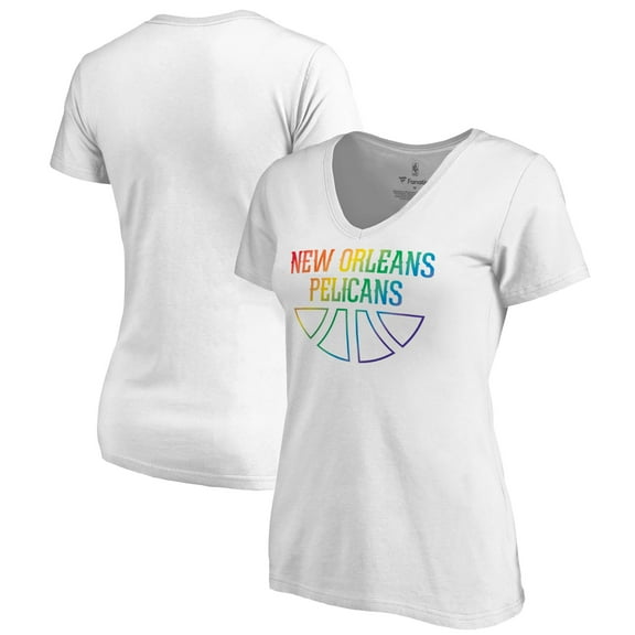 Women's White New Orleans Pelicans Team Pride Wordmark V-Neck T-Shirt