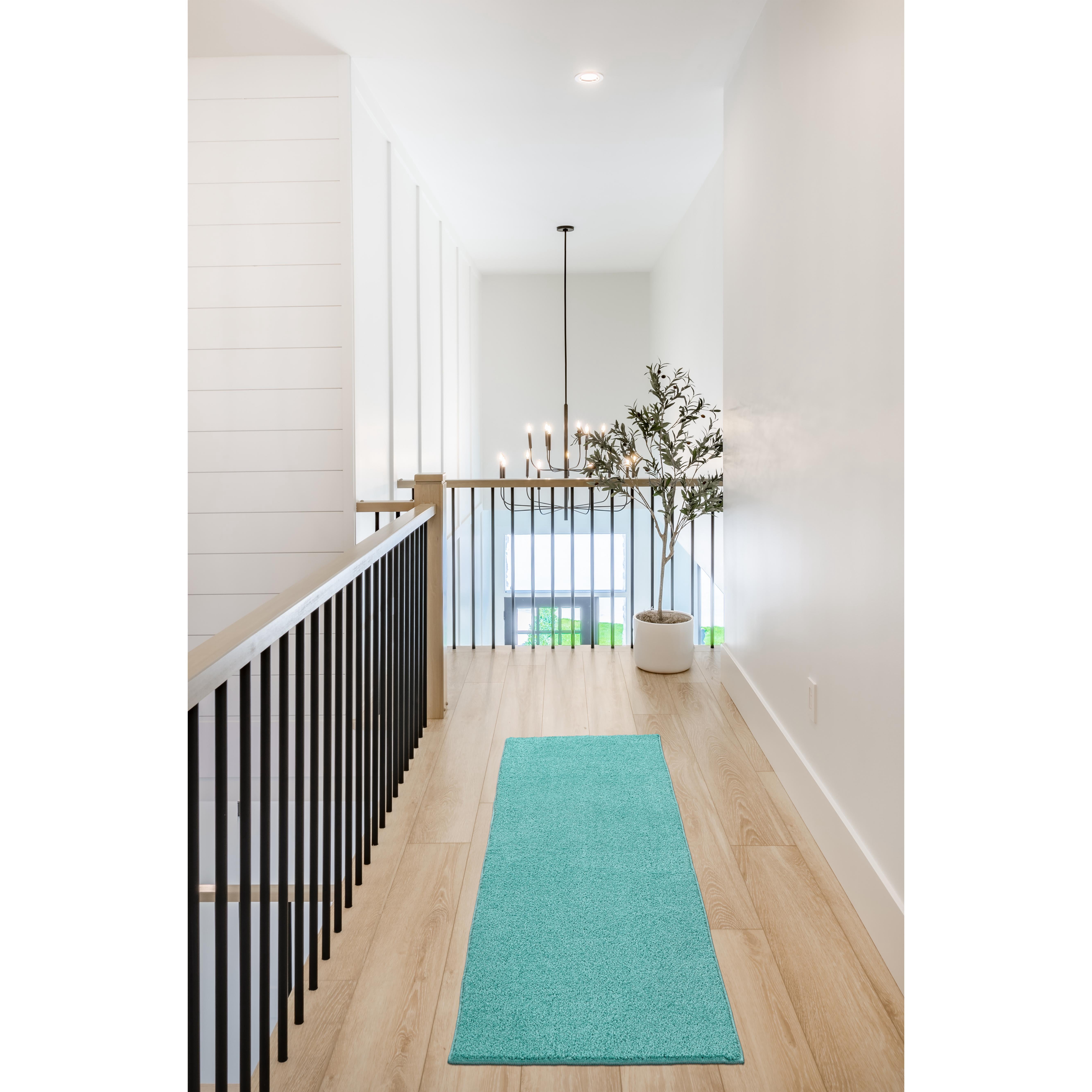 Garland Rug Palmer Plush Washable Sea Foam Indoor Runner Rug, 2' x 6'