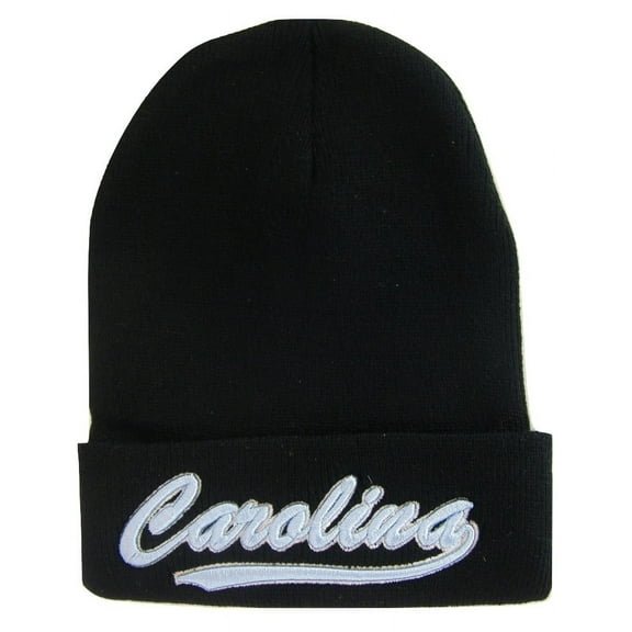 Carolina City Name Cursive Script Winter Beanie Skull Cap (Black)