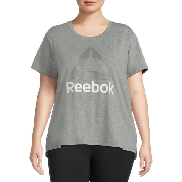 Reebok Women's Plus Size Ultimate Slinky Summer Clearance on Sale Cropped T-Shirt -