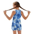 thumbnail image 2 of COEQINE Stretchy Two Piece Tankini Swimsuit for Girls, Tank Neck Top with Boyshort Sleeveless Swimwear, Beach Bathing Suit Taniki Set for Girls 8-9 Years, Blue Palm Tree Plumeria, 2 of 8