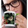 thumbnail image 2 of 3drose, Northern Mockingbird in Decorated Fir Tree in Winter, 11oz Two-tone Green Mug, 2 of 6