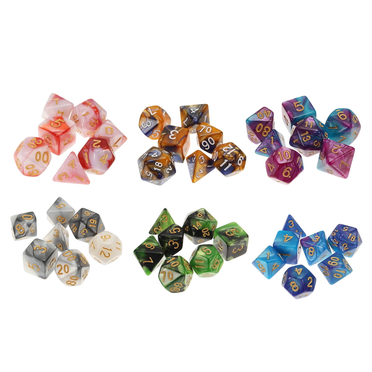 42Pcs 6 Set Acrylic Polyhedral Dice with Bag For DND RPG MTG Board Game 