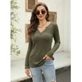 thumbnail image 3 of Sherrylily Women Waffle Knit Henley Tops Casual Long Sleeve V Neck Pullover XS-XL, 3 of 7