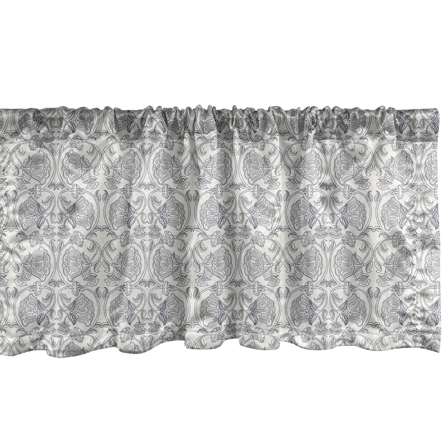 Ambesonne Victorian Window Valance, Continuous Delicate Thin Line Drawn