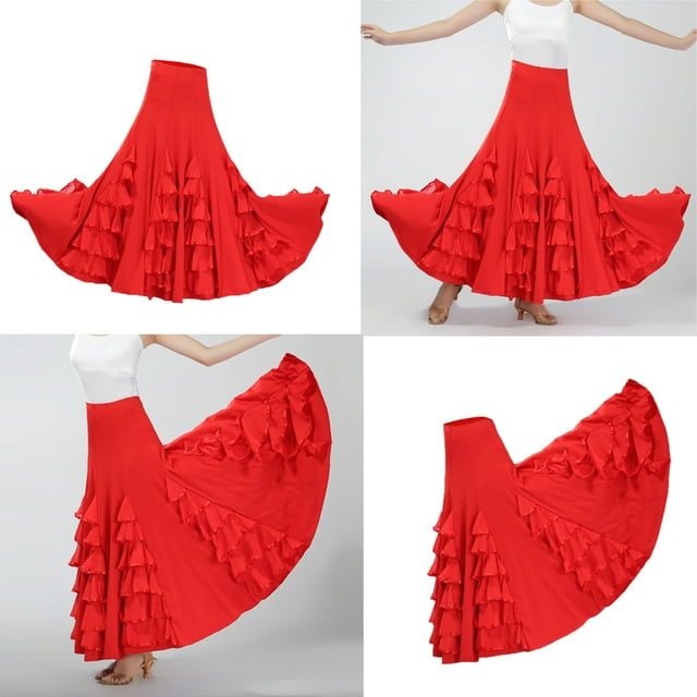 de Baile Flamenco cinturo Volante para Salda Tango Accesorios para Bailarinas Profesionales rojo