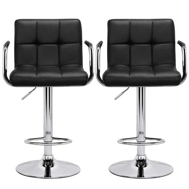 Alden Design Adjustable Modern Faux Leather Bar Stools with Swivel, Set