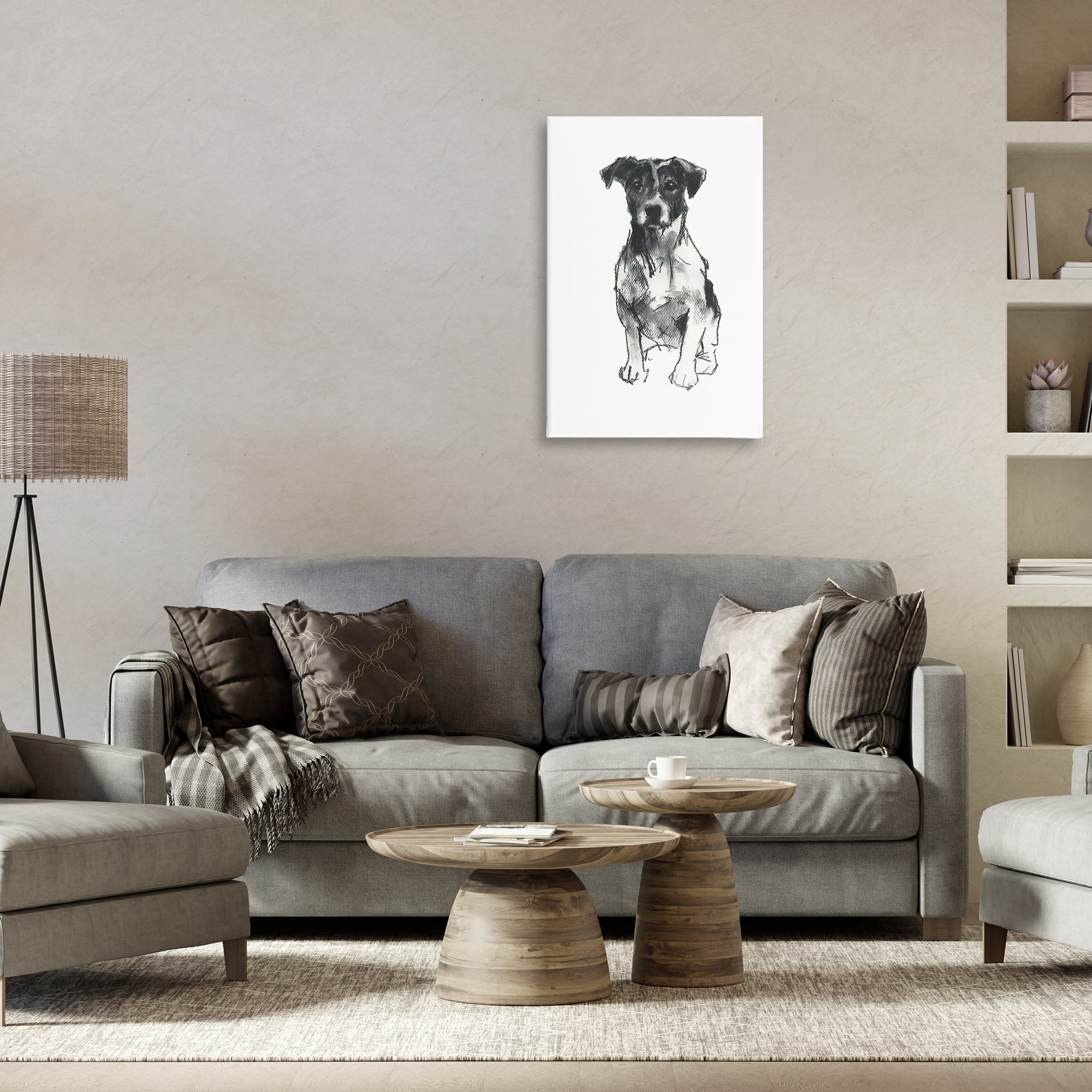 Stupell Industries Minimal Dog Drawing Animals & Insects Drawing Gallery Wrapped Canvas Art Print Wall Art, 20 x 30