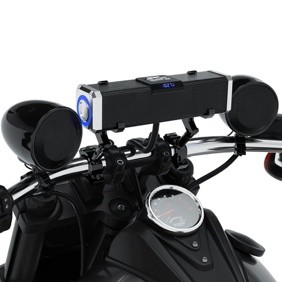 GoHawk RT840 All-in-One Built-in Amplifier 100W Waterproof Bluetooth Motorcycle Stereo 4 Speakers Soundbar for Harley ATV 4 Wheeler Black