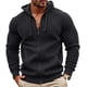 thumbnail image 2 of Dolkfu Sudadera con capucha de cremallera completa para hombre, sudadera de waffle de color sólido, tops jacquard para hombres L, 2 of 3