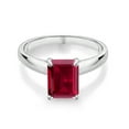 thumbnail image 2 of Gem Stone King 2.80 Ct Emerald Cut Red Created Ruby 10K White Gold Ring, 2 of 4