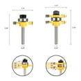 thumbnail image 4 of Yeacher 2PCS 3/4" Stock 1/4" Shank Tongue & Router Bit Set 3 T-shape Wood Milling Cutter For Woodworking Tools, 4 of 8