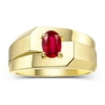 thumbnail image 1 of RYLOS Men's Rings 14K Yellow Gold Ring Classic Solitaire 7X5MM Oval Shape Gemstone Designer Band Ruby July Birthstone Rings For Men Size 12, 1 of 5