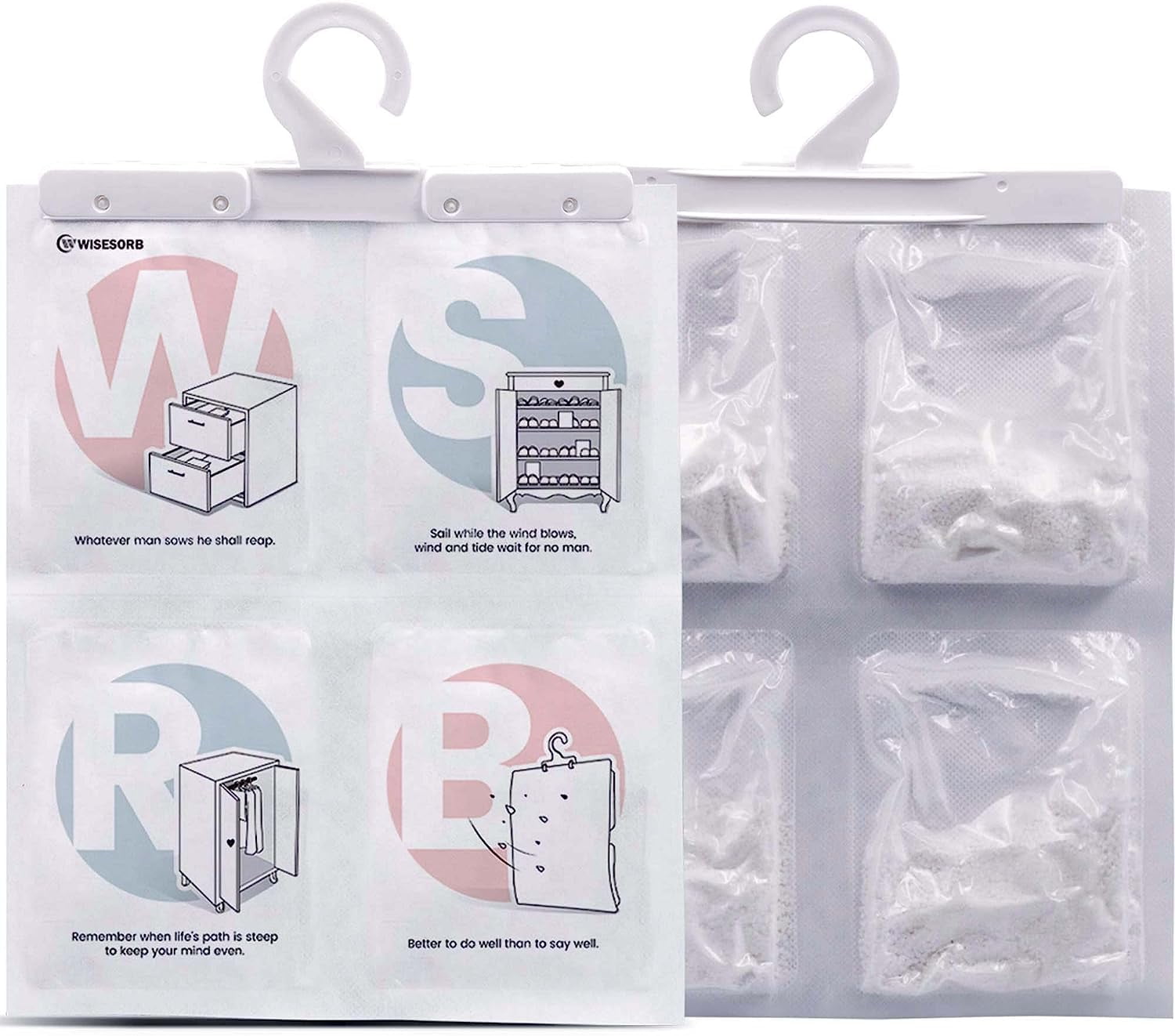 Wisesorb 5pcs 250 Gram Moisture Absorbers, Hanging Desiccant