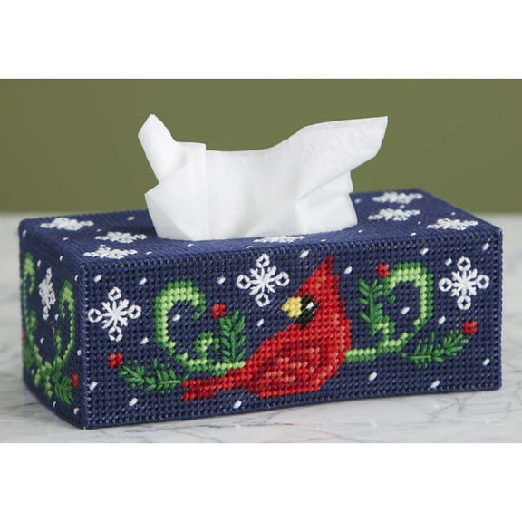 Herrschners® Snowy Cardinal Tissue Box Plastic Canvas Kit