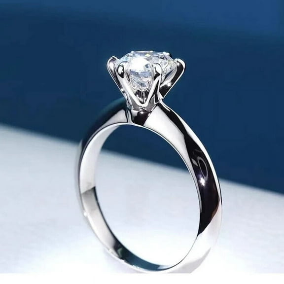 1Ct Lab Created Diamond Round Cut Fancy Solitaire Ring 14K White Gold Plated