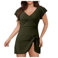 thumbnail image 3 of Huesdet Women Athletic One Piece Swimsuits Sporty Racerback Bathing Suits Full Coverage Modest Swimwear[Green,L], 3 of 8
