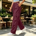 thumbnail image 4 of Iyufng Elastic Drawstring Waist Straight Leg Pants for Women, Womens Casual Cargo Pants with Pockets, 4 of 6