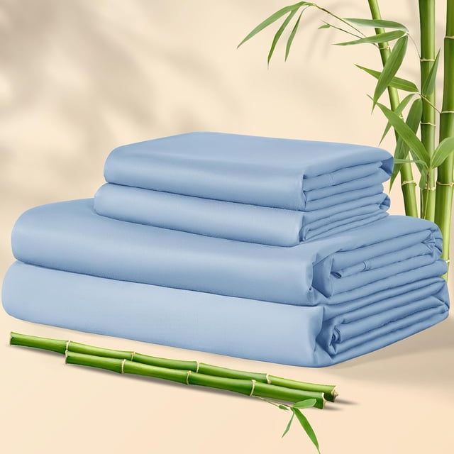 Rayon Derived from Bamboo Sheets Queen Set Cooling Sheets Piece Sheet Set Thread Count Sheet Deep Pocket Sheet Set Up to Super Soft Silky Smooth (Queen )