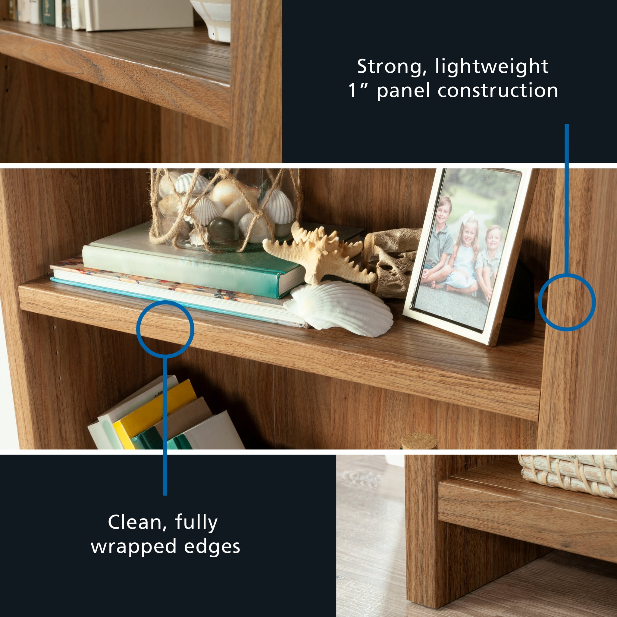 Mainstays Westley 3 Shelf Bookcase, Warm Walnut Finish