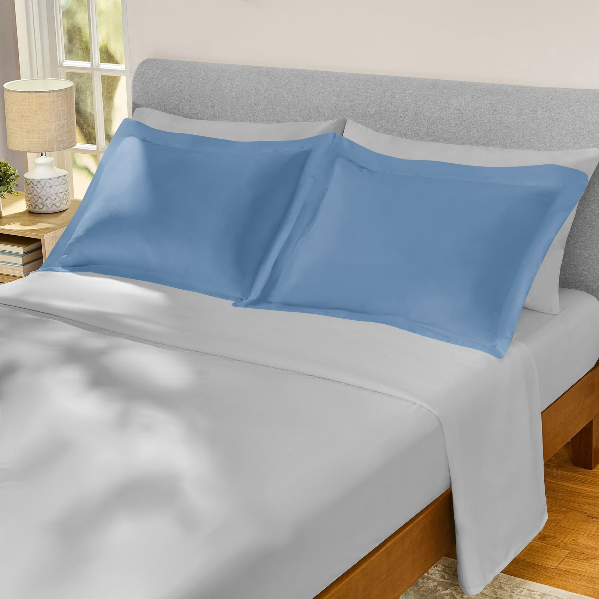 Mainstays Reversible 7-Piece Comforter and Sheet Set, Full, Light Blue