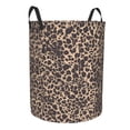 thumbnail image 2 of Circular Hamper Single Layer Laundry Basket Storage Basket Waterproof Single Layer Fabric With Handle Pe Support Strip Leopard-5 Small, 2 of 8