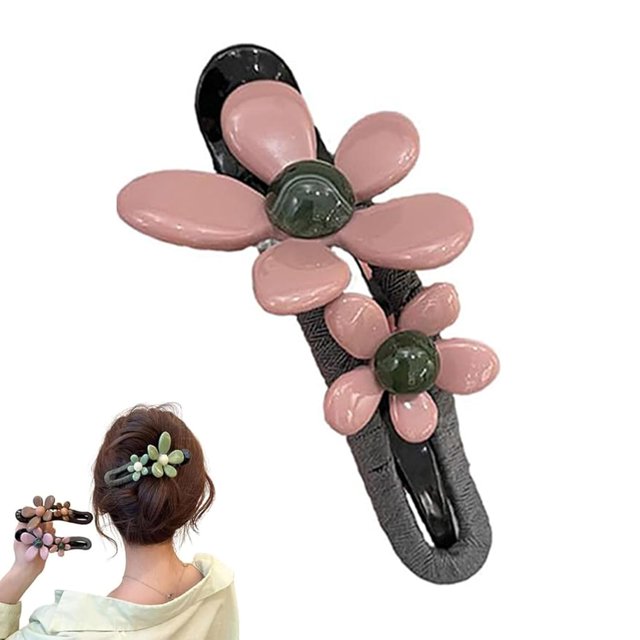 Pinzas para el pelo con diseño de pico de pato y flores retro, pinzas para el pelo planas mate, pinzas para el pelo planas con flores, pinzas para el pelo decorativas con diseño de pico de pato, antid