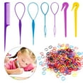 thumbnail image 1 of 1000pcs Small Elastic Hair Bands 2pcs Mini Rubber Bands Remover Pony Pick cutter 4pcs Topsy Hair Tail Tools Girls French Braiding Tool Loop Ponytail Maker Hair Styling Accessories (Multi-Color Pink), 1 of 6