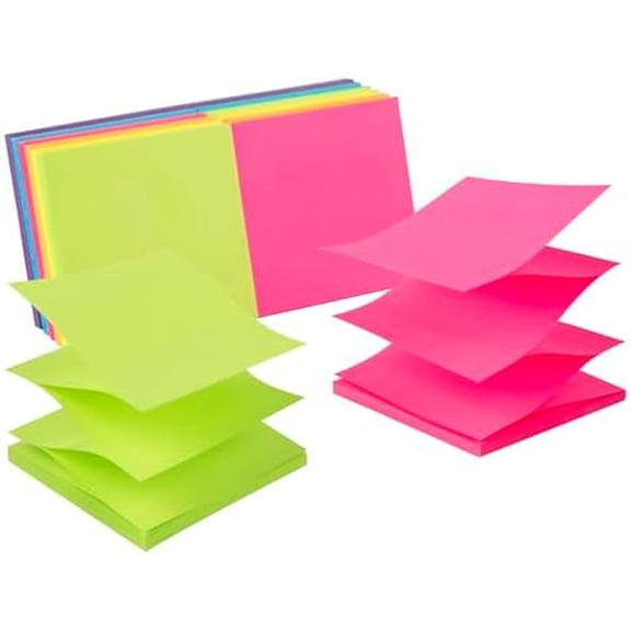 (12 Pack) Pop-up Sticky Notes 3x3 in,Bright Colors Super Sticking Power Memo Pads, 6 Colors, Strong Adhesive$$Office
