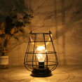 thumbnail image 7 of Metal Cage Outdoor lantern, Decorative Battery Powered Cordless Lamp with Warm White Fairy Lights (Black), 7 of 7