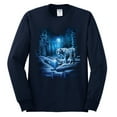 thumbnail image 2 of Wild Bobby, Tiger In The Snowy Night Animal Lover Mens Long Sleeve Shirt, Navy, Medium, 2 of 3