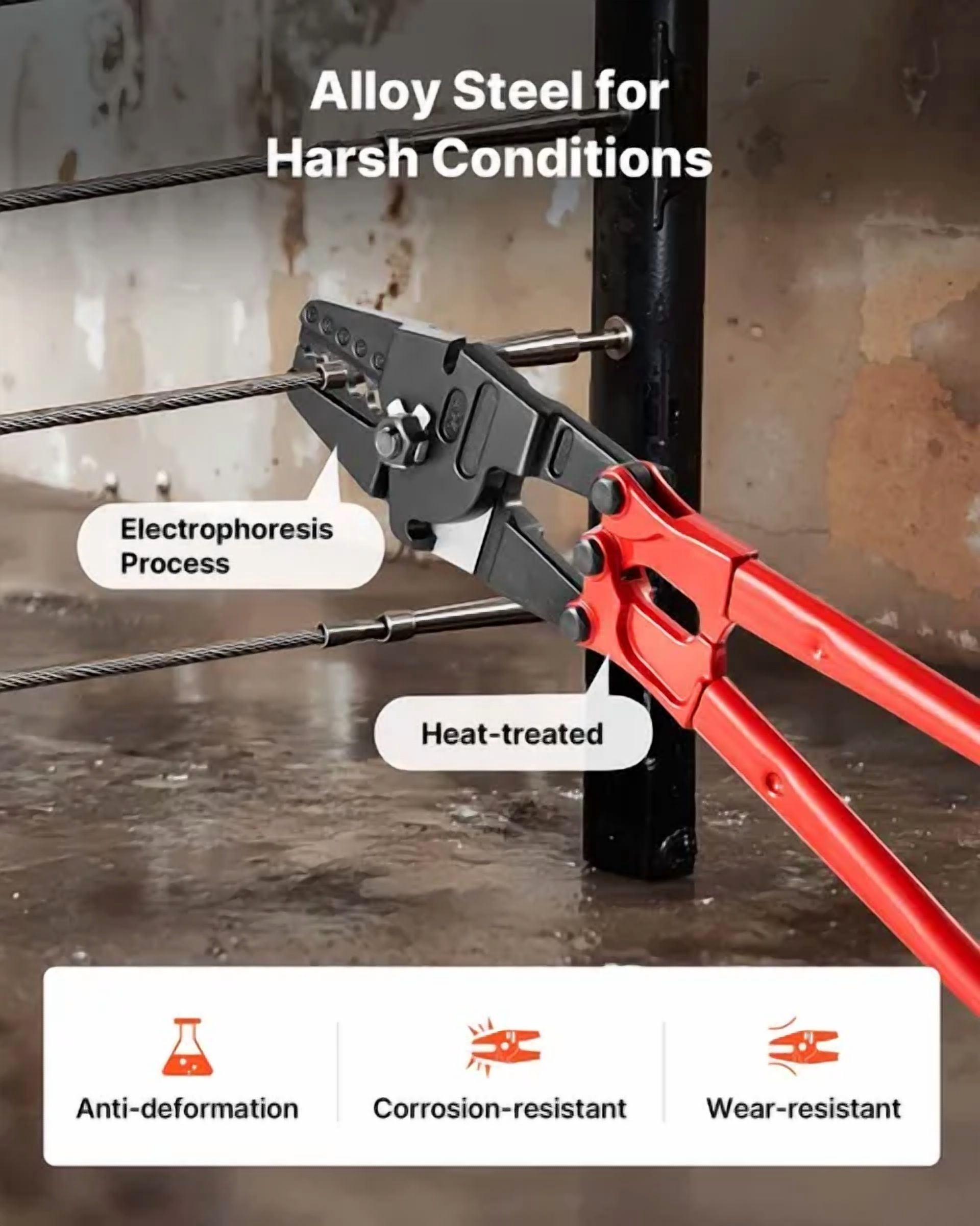 24-Inch Hand Swager Cable Wire Rope Cutter for 1/16" to 3/16" Aluminum and Copper Sleeves-Versatile Tool for DIY and Professional Use