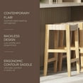 thumbnail image 2 of Maven Lane Emerson Counter Stool, Natural Wood with Bone Vegan Leather, Set of 3, 2 of 6