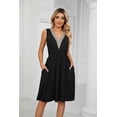 thumbnail image 2 of Uniexcosm Women's Dress Summer Casual Sleeveless V-Neck Midi Dress with Pockets, 2 of 7