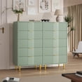 thumbnail image 3 of Fluted Dresser for Bedroom with 5 Drawers, 44.3" Tall Modern Chest of Drawers with Metal Handle, Wooden Closet Clothes Storage Organizer for Living Room, Hallway, Olive Green, 3 of 8