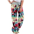 thumbnail image 1 of Birdeem Womens Spring/Summer High Waist Pants Printed Fashion Flower Print Waist Wide Leg Pants, 1 of 9