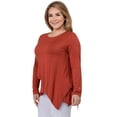 thumbnail image 2 of Women's Long Sleeve Asymmetrical Hem Tunic Top -Plus Size, RUST, 2XL, 2 of 4