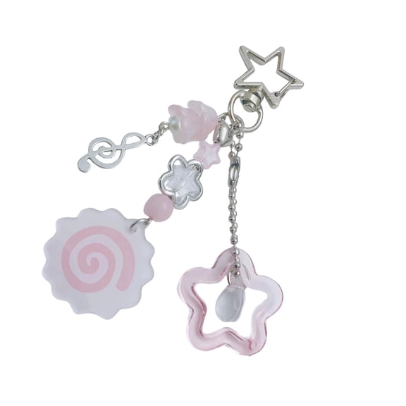 Zeiwohndc Lovely Star Fish Cake Beaded Charm Keychain Musical Note Design Jewelry Gift For Her