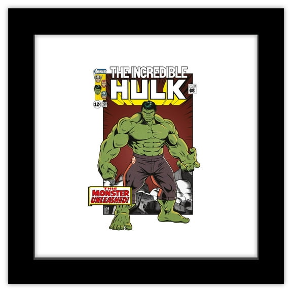 Gallery Pops Marvel Comics Avengers - Classic Hulk Comic Cover Wall Art, Black Framed Version, 12" x 12"