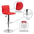 thumbnail image 2 of Contemporary Red Vinyl Adjustable Height Barstool with Horizontal Stitch Back and Chrome Base, 2 of 9