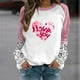 thumbnail image 3 of Gibobby Tops Mujeres Casual Sudadera casual de manga larga con cuello redondo y estampado de amor del día de San Valentín para mujer (Estilo 1)(Blanco, L), 3 of 4