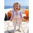 thumbnail image 4 of Cjfdfy Newborn Baby Girl Halloween Outfit My First Halloween Ruffle Long Sleeve Romper Ghost Pumpkin Dress Bow Headband Three Piece Set Infant Cute Halloween Fall Winter Outfit, 4 of 9