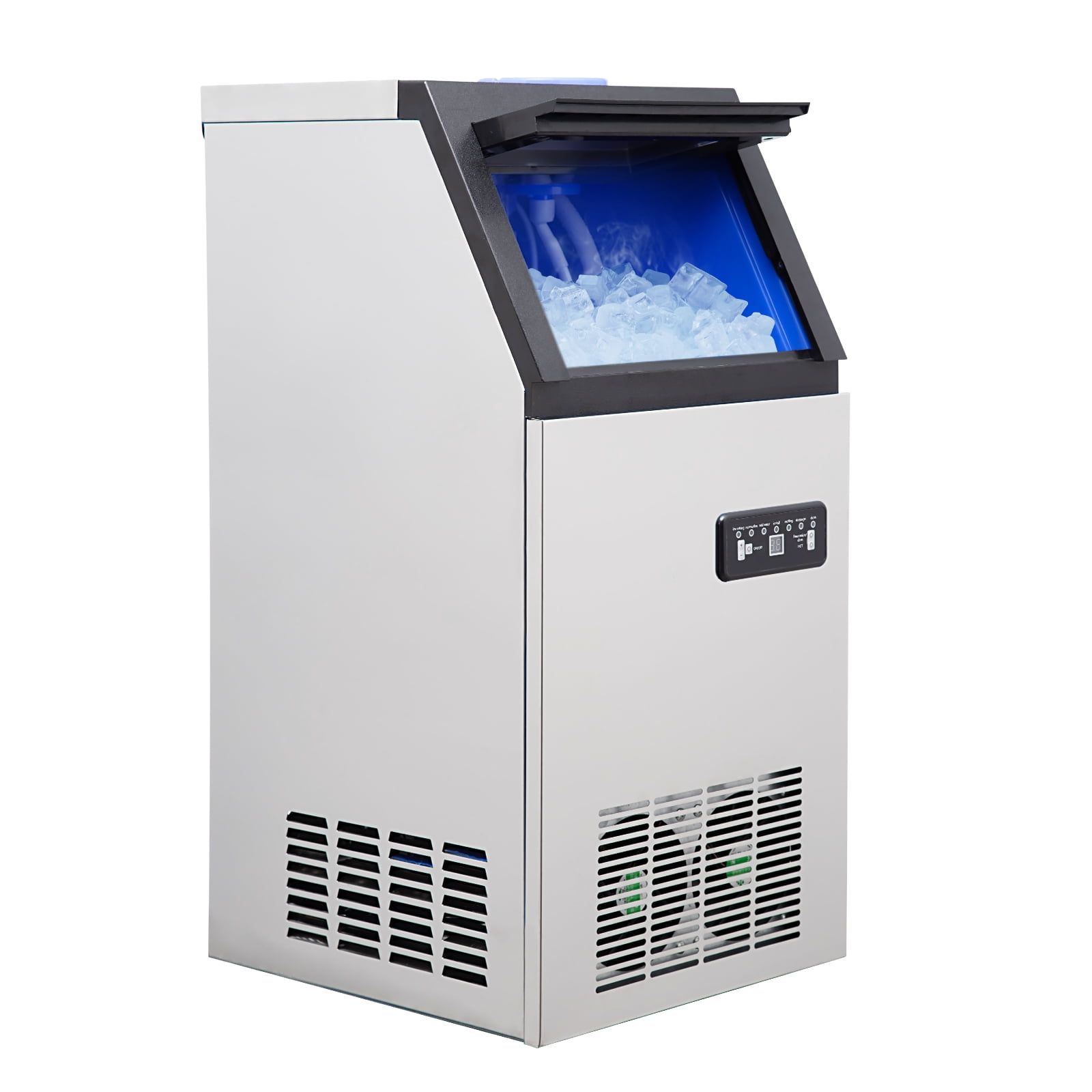 Commercial Ice Maker Freestanding Cabinet Machine with 24LBS Storage Bin 32 Ice Trays&Scoop 100lbs/24H Counter Ice Maker for Home Office Restaurant Bar